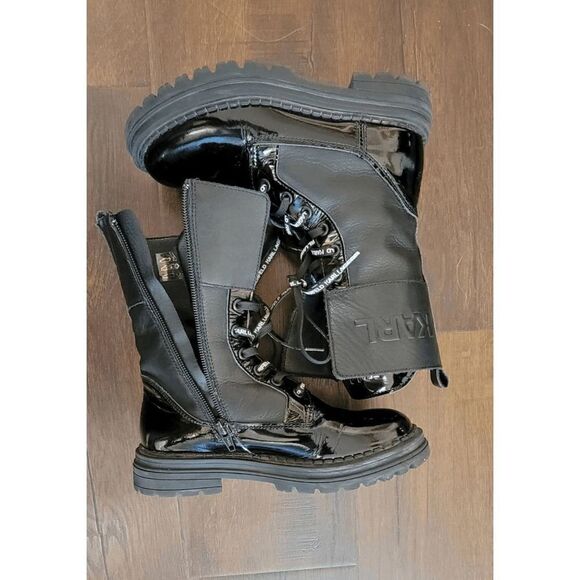 Karl Lagerfeld kids lace-up leather boot US size 2/CM21/UK1/EUR33 - Picture 1 of 12